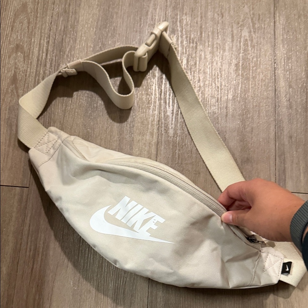 Nike Beige Waist Bag with White Logo